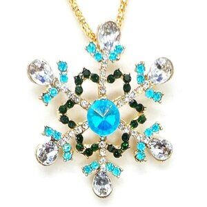 Blue SNOWFLAKE Winter Pendant Necklace